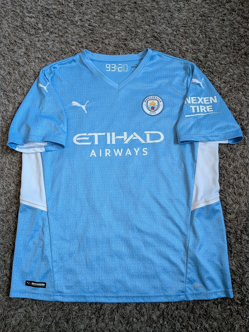 Puma Manchester City 2021 Home V-Neck Soccer Football Jersey Shirt Men's XL